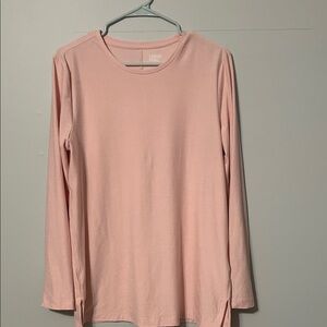 Lands' End Soft Pink Crew Neck long Top. Med.Poly/Spandex.